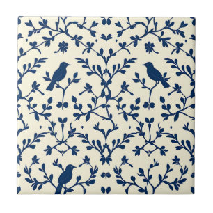 Carreau Classique bleu marine silhouette de toile damassée