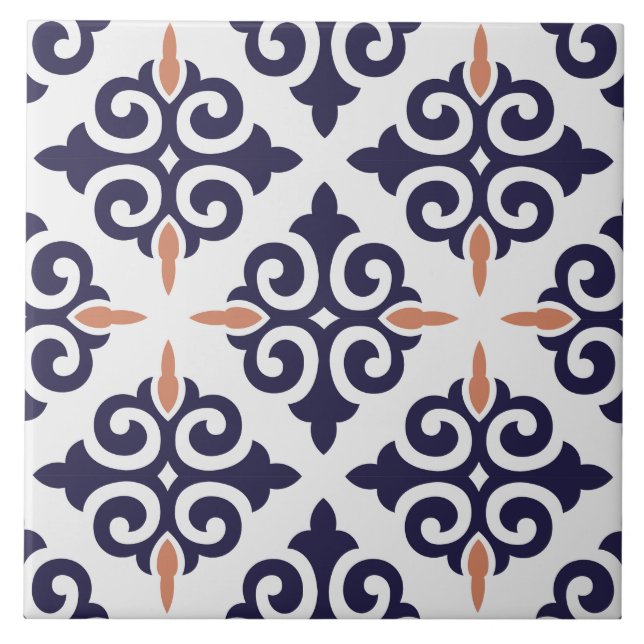 Carreau Classique méditerranéen marocain bleu (Devant)