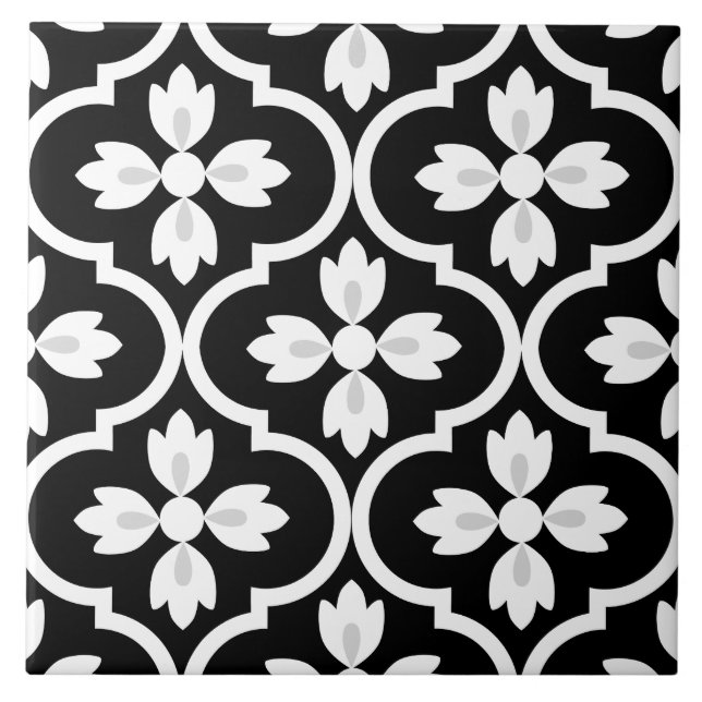 Carreau Classique moderne noir, blanc espagnol méditerrané (Devant)