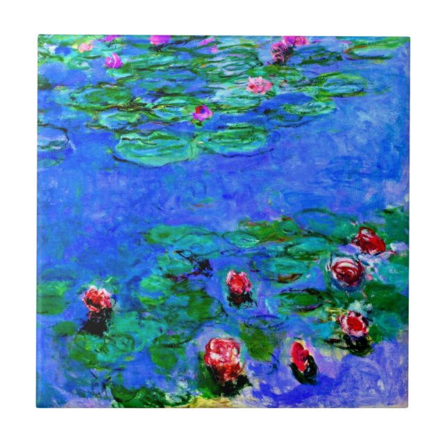 Carreau Claude Monet art : Lys à eau (rouge), (Devant)