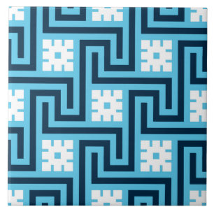 Carreau Clé grecque de Deco, bleu de ciel et marine