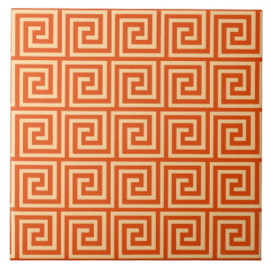 Carreau Clé grecque, mandarine