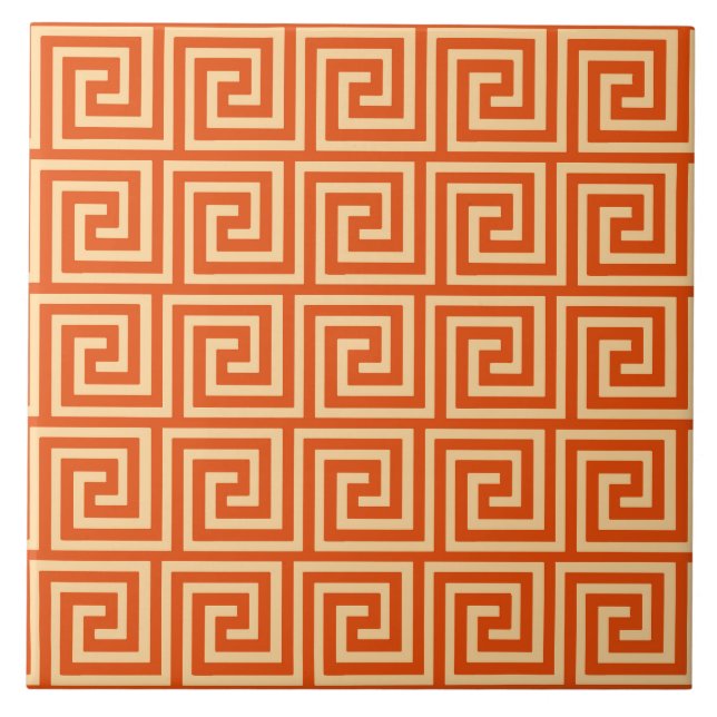 Carreau Clé grecque, mandarine orange (Devant)