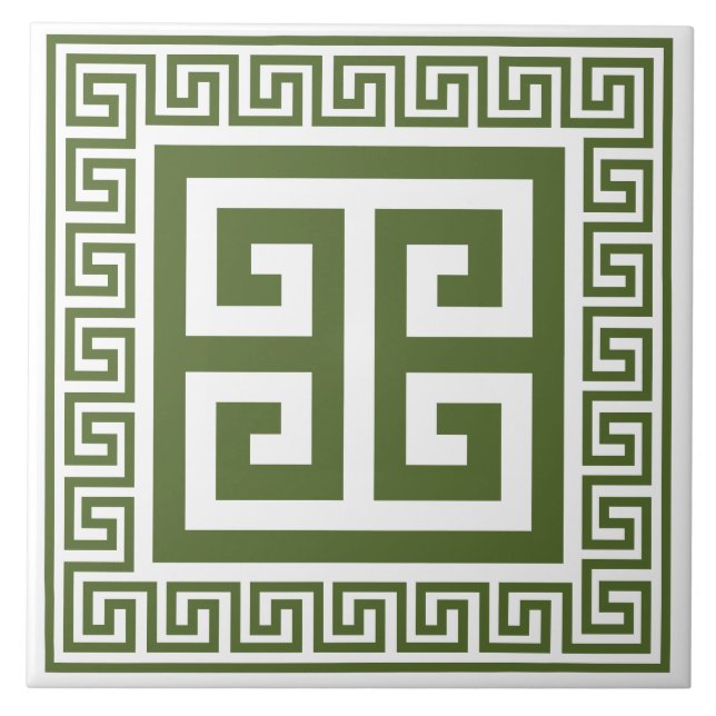 Carreau Clé grecque Motif Olive Vert céramique Carrelage (Devant)