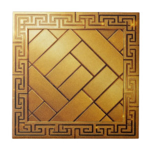 Carreau Clé grecque opulente en céramique