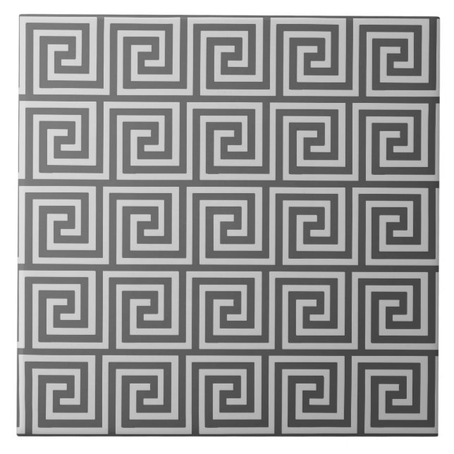 Carreau Clé grecque, tons gris / gris (Devant)