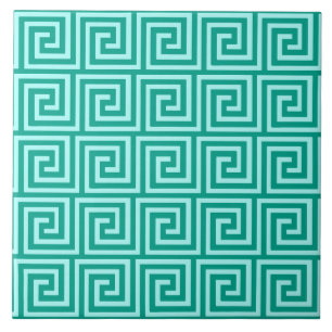 Carreau Clé grecque, turquoise et aqua