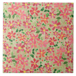 Carreau Clematis rose, rouge, Orange motif floral sur la f
