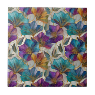 Carreau Clematis violet Art Nouveau