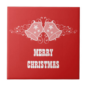Carreau Cloches de vacances et tuiles de perles, rouge