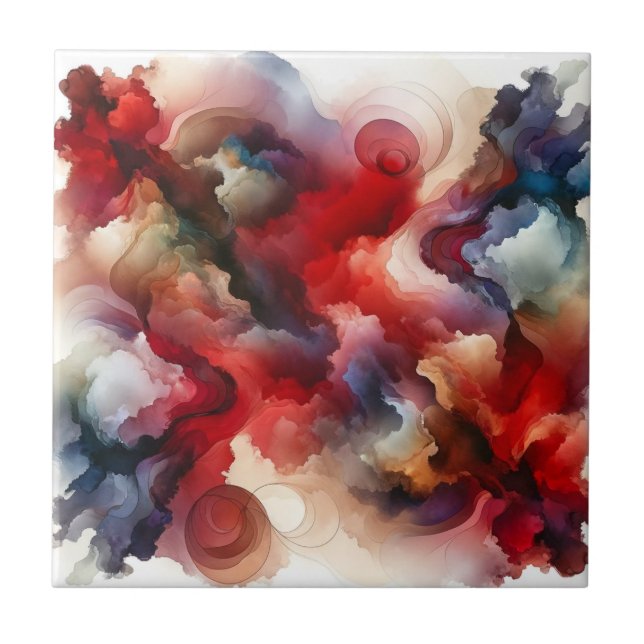 Carreau Cloud d'aquarelle Abstraite de Garnet Red Smokey (Devant)