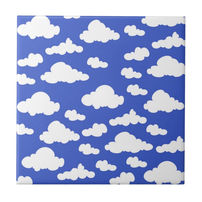 Carreau Cloudy Blue Sky White Clouds Dreamy Clouding (Devant)