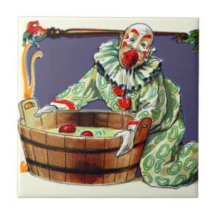 Carreau Clown Bouffon qui pêche des Pommes
