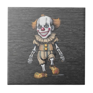 Carreau Clown squelette effrayant - Halloween vintage 