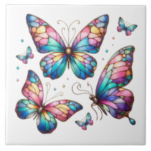 Cluster papillon en verre collé enchanté