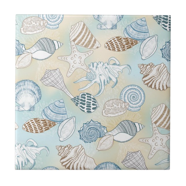 Carreau Coastal Beach Seashells Motif (Devant)