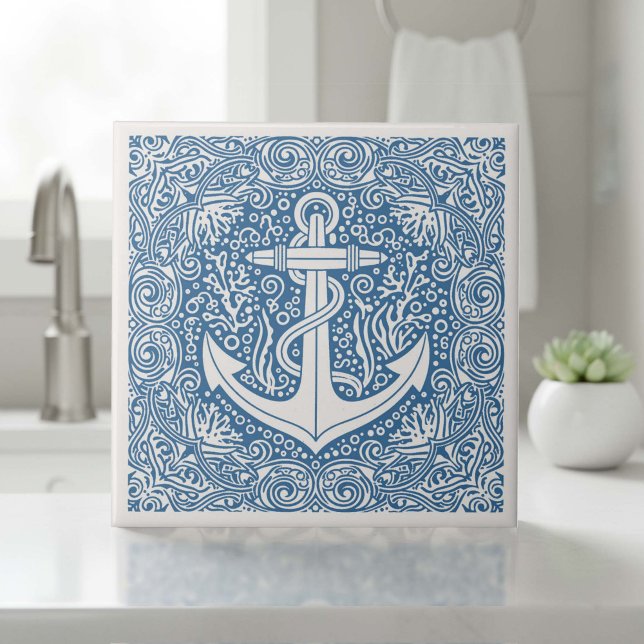 Carreau Coastal Life Series Anchor Blue D1208 (Créateur téléchargé)