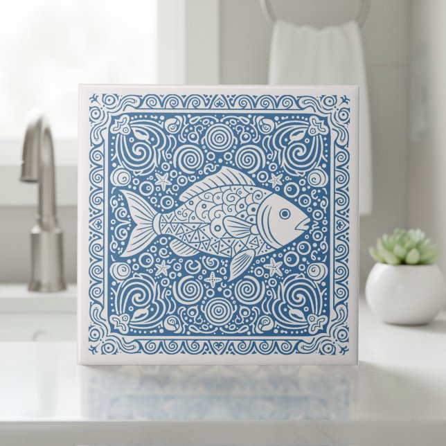 Carreau Coastal Life Series Fish Blue D1208 (Créateur téléchargé)