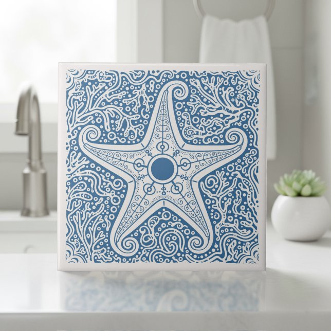 Carreau Coastal Life Series Starfish Blue D1208 (Créateur téléchargé)