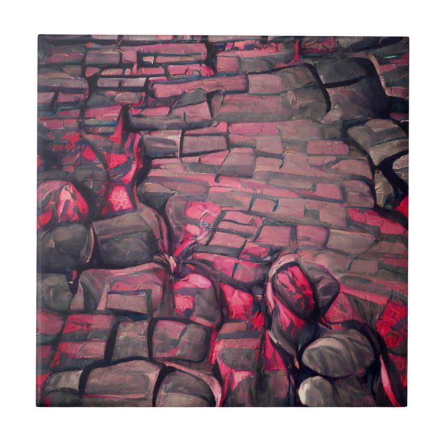 Carreau Cobblestones rouge noir mort art graphique (Devant)
