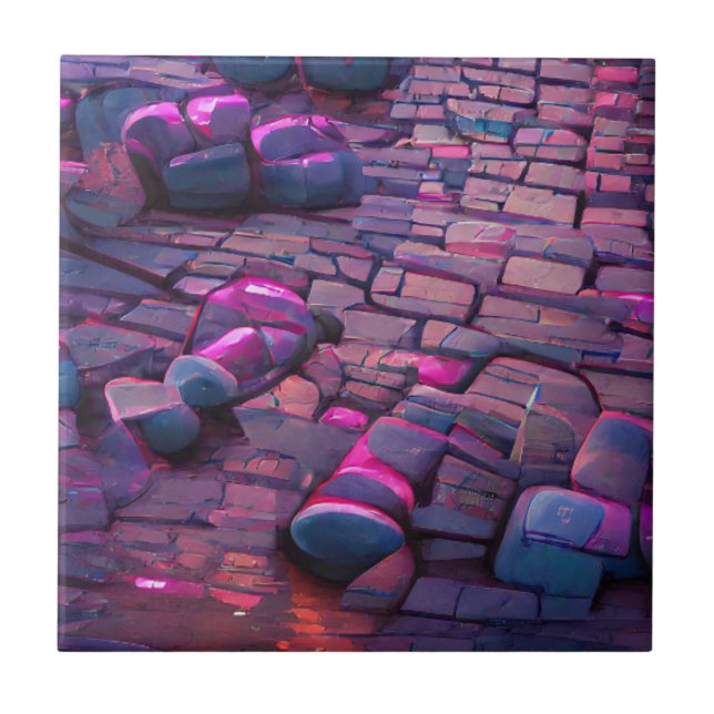 Carreau Cobblestones synthwave couleurs art graphique (Devant)