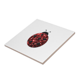 Carreau Coccinelle rouge foncé faux éclat de paillettes