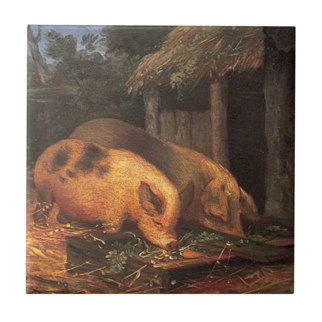 Carreau Cochons à la gorge (Animaux de la ferme) (Devant)