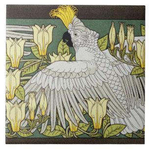 Carreau Cockatoos, Magnolia et souris blanches