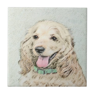 Carreau Cocker Spaniel Buff Peinture - Art Chien original
