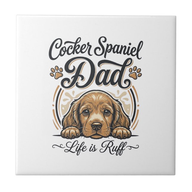 Carreau Cocker Spaniel Dad Life Is Ruff Vintage Dog Shirt_ (Devant)