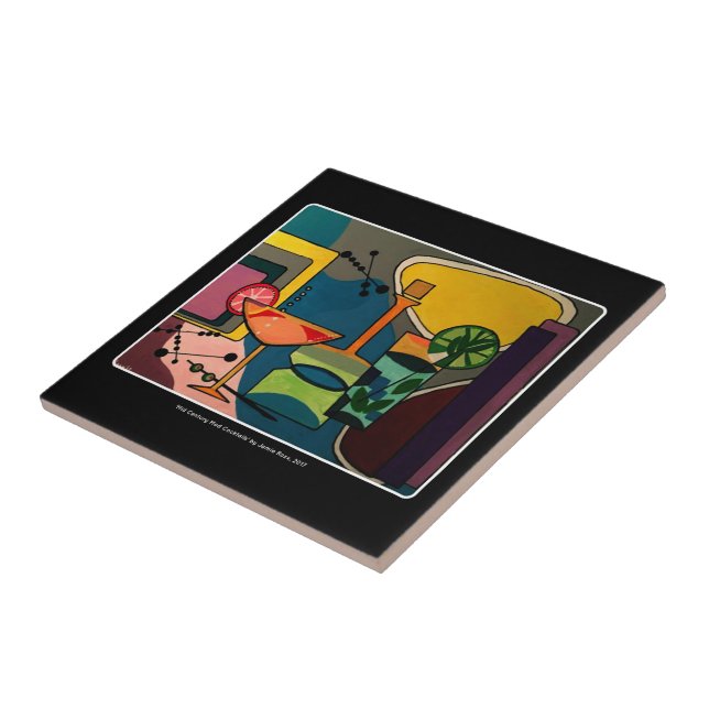 Carreau Cocktails abstraits de mod de la moitié du siècle (Côté)