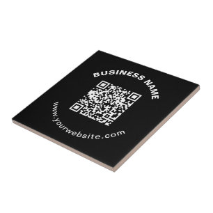 Carreau Code QR avec nom d'entreprise Texte circulaire gra