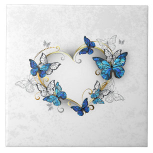 Carreau Coeur bijoux avec papillons Morpho