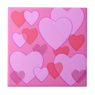 Carreau Coeur brillant Valentine arrière - plan rose