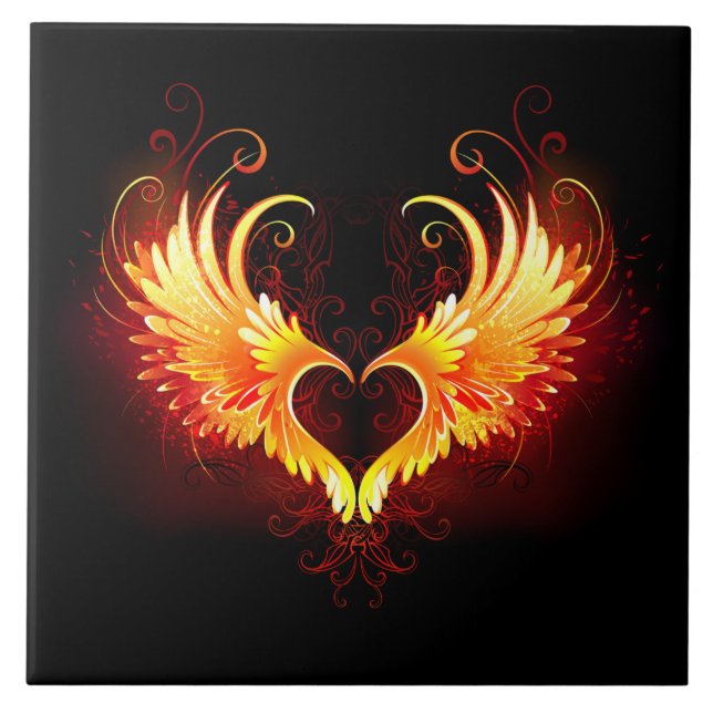 Carreau Coeur de feu ange avec ailes (Devant)