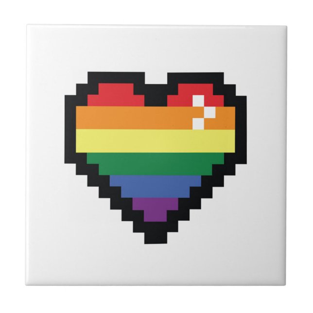Carreau Coeur de pixel arc-en-ciel (Devant)