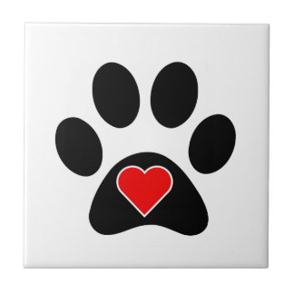 Carreau Coeur d'empreinte de patte de chien