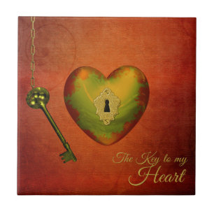 Carreau Coeur d'or avec clé