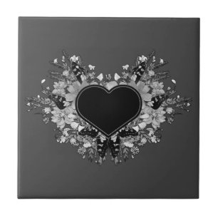 Carreau Coeur Fleur sauvage noir