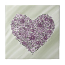 Carreau cœur fleuri violet
