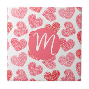 Carreau Coeur mignon rouge griffé Saint Valentin Monogramm