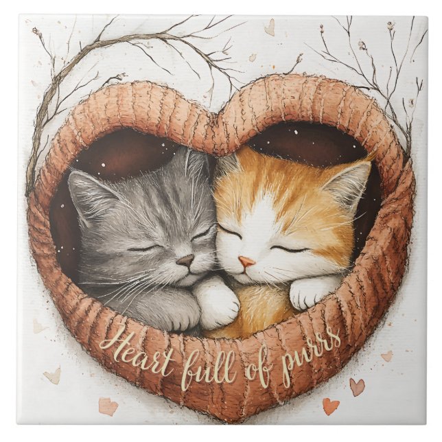 Carreau Coeur plein de purrs chats bouddles d'illustration (Devant)