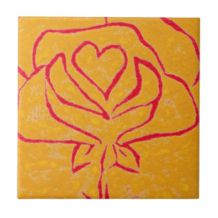 Carreau "Coeur Rose Jaune 2" Cuisine Jardin Carrelage en c