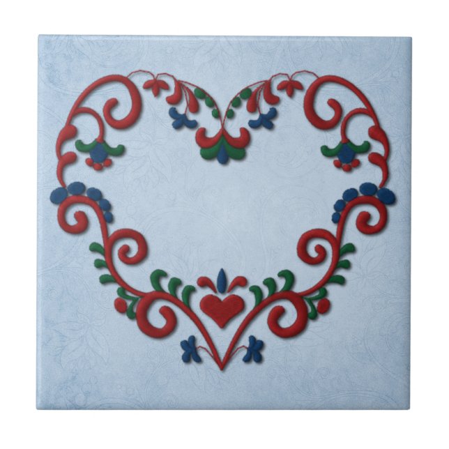 Carreau Coeur suédois de Rosemaling de Norvégien (Devant)