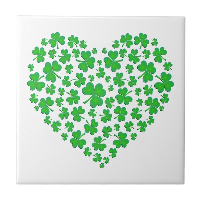 Carreau Coeur vert irlandais de shamrock (Devant)