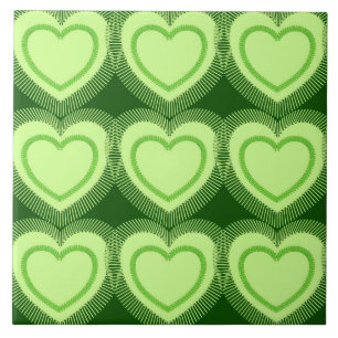 Carreau Coeurs Abstraits modernes - Vert citron vert