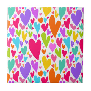 Carreau Coeurs colorés super et romantiques Saint-Valentin