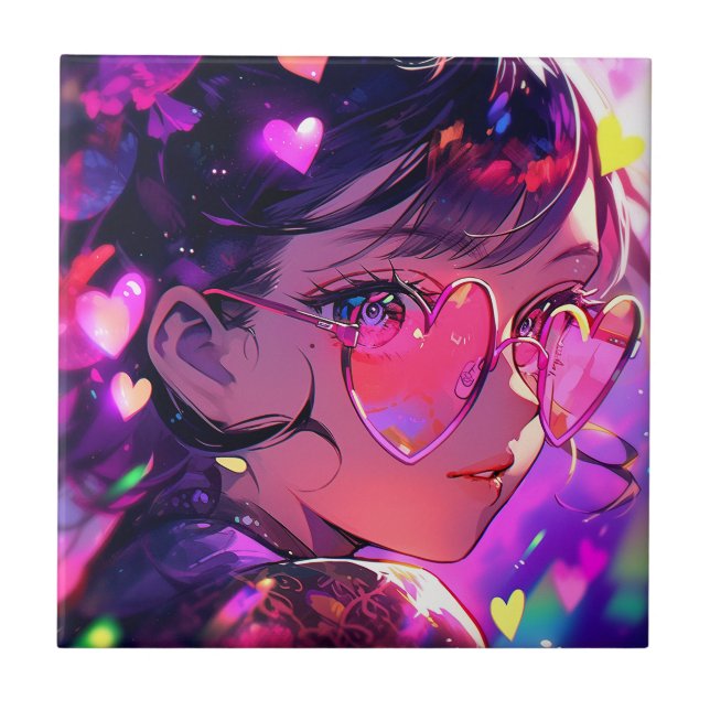 Carreau Coeurs de fille Anime (Devant)