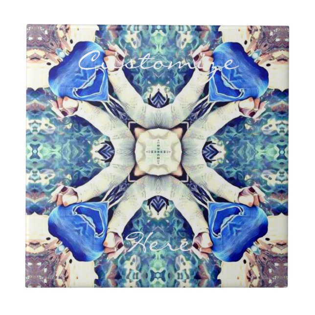 Carreau Coeurs de mandala bleu motif Thunder_Cove (Devant)
