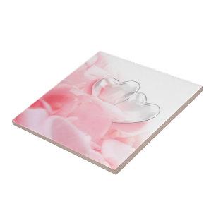 Carreau Coeurs de verre romantique Pétales Roses